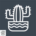 Cactus Thin Line Vector Icon
