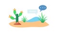 Cactus with thought bubbles, symbolizing desert life and environmental contemplation, vector design Generative AI Royalty Free Stock Photo