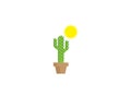 Cactus tree in the pot with sun vase logo design illustration on white background