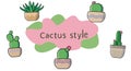 Cactus vector illustrations set in flat simple style