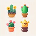 Cactus Vegetable Cute Playful Flat Icon by Generative AI Royalty Free Stock Photo