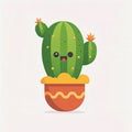 Cactus Vegetable Cute Playful Flat Icon by Generative AI Royalty Free Stock Photo