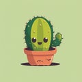 Cactus Vegetable Cute Playful Flat Icon by Generative AI Royalty Free Stock Photo