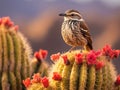 Cactus Wren on a Cholla in the Desert