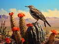 Cactus Wren on a Cholla in the Desert