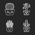 Cactuses chalk icons set