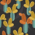 Cactuses, colorful seamless pattern