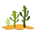 Cactuses. desert landscape with on white background. Cactus plants set of desert among sand and rocks. Realistic vector illustrat Royalty Free Stock Photo