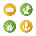 Cactuses flat design long shadow glyph icons set