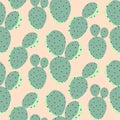 Cactuses green on pink vector seamless pattern. Abstract desert nature textile print.