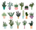 Witch hands with magic happens around. Concept design for print, poster, tattoo, sticker, card.Cactuses and succulents set. Cacti Royalty Free Stock Photo