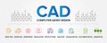 CAD (Computer-Aided Design) concept vector icons set infographic background illustration. Royalty Free Stock Photo