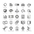 Cad designer, future innovation, database, architecture, 3d model printing vector line icons
