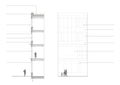 CAD drawing. Detailed section and facade of the modern multistory building