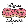 Donut love Infiniti cartoon illustration