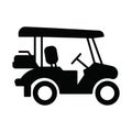 Caddy golf car. Glyph icon isolated on white background. Golf car sign