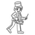 Cadet Playing Marching Drum Isolated Coloring Page