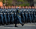 Cadets of the Academy of civil protection of EMERCOM of Russia during the parade on red square in honor of Victory day. Royalty Free Stock Photo