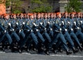 Cadets of the Academy of civil protection of EMERCOM of Russia during the parade on red square in honor of Victory day. Royalty Free Stock Photo