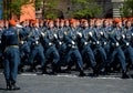 Cadets of the Academy of civil protection of EMERCOM of Russia during the parade on red square in honor of Victory day. Royalty Free Stock Photo