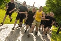 Cadets of the Academy of the National Guard of Ukraine running in the park, group of people training outdoors, Kharkov, Ukraine, 3