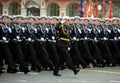 Cadets of the black sea higher naval school named after Admiral Nakhimov during the parade on red square in honor of Victory Day