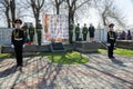 Cadets stand in the guard of honor in the Victory Memorial during the celebration of Victory Day Royalty Free Stock Photo