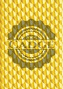 Cadge shiny golden badge. Scales pattern. Vector Illustration. Detailed Royalty Free Stock Photo