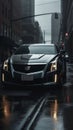 Cadillac CTS-V urban street generative AI Royalty Free Stock Photo