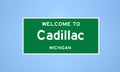 Cadillac, Michigan city limit sign. Town sign from the USA.