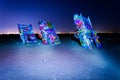 The Cadillac Ranch at night, along Historic Route 66 in Amarillo Royalty Free Stock Photo