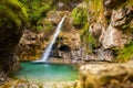 Cadini of Brenton, Sospirolo, Italy with azure clear water and m