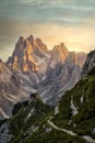 Cadini Group in Dolomites, Italy, Drei Zinnen national park during Sunset