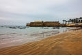 Cadiz beach, Spain. Fortress San Sebastian seascape