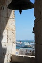 Cadiz Cathedral bell tower and port view. Royalty Free Stock Photo