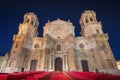 Cadiz Cathedral Facade at night - Cadiz, Andalusia, Spain Royalty Free Stock Photo