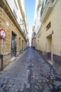 Cadiz old town narrow streets, Andalusia, Spain. Botica street