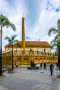 CADIZ, SPAIN, JANUARY 6, 2016: people are stolling in front of the congress palace in the spanish city cadiz...IMAGE