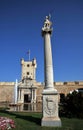 The Constitution Square is one of the main squares of Cadiz. On this square are the famous Earthen Gate and Earth Tower. Royalty Free Stock Photo