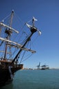 Galleon in the ancient seaport of Cadiz Royalty Free Stock Photo