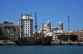 Galleon in the seaport of the ancient city of Cadiz. Royalty Free Stock Photo