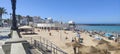 Cadiz, Spain July 20, 2022: Horizontal view of the Caleta beach in Cadiz.