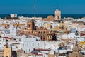 Cadiz, Spain - Nov 16, 2022: View of the old city rooftops from tower Tavira in Cadiz, Andalusia, Spain