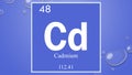 Cadmium chemical element symbol on blue bubble background