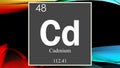 Cadmium chemical element symbol on dark colored abstract background