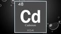 Cadmium chemical element symbol on wide bubble background