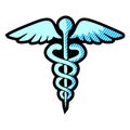 Caduceus black isolated vector icon. Symbol of medicine icon Royalty Free Stock Photo