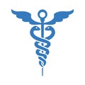 Caduceus, clinic, healthcare, medic, medicine icon. Blue vector design.