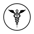 Caduceus, clinic, healthcare, medic, medicine icon. Black vector design.