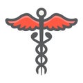 Caduceus filled outline icon, medicine healthcare Royalty Free Stock Photo